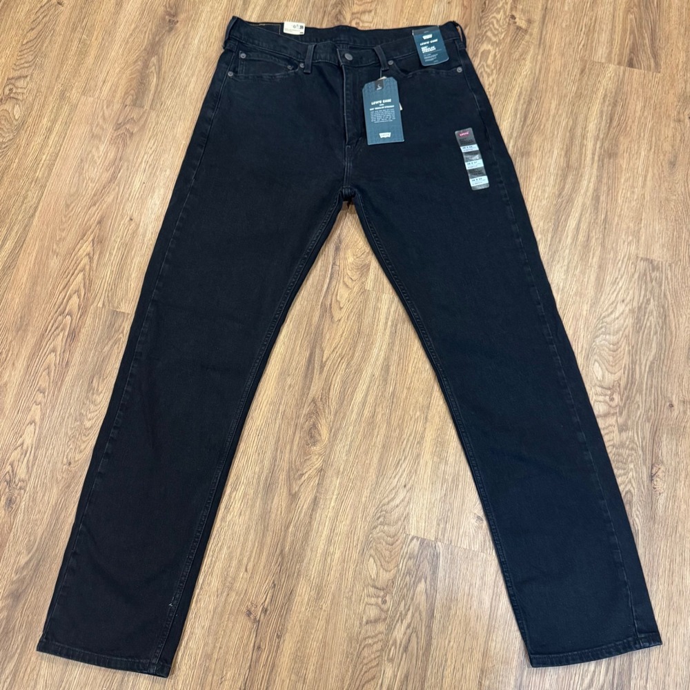 Levis 505 Regular Straight Ease Black Denim Stretch Jeans 36x34 005052912 NEW